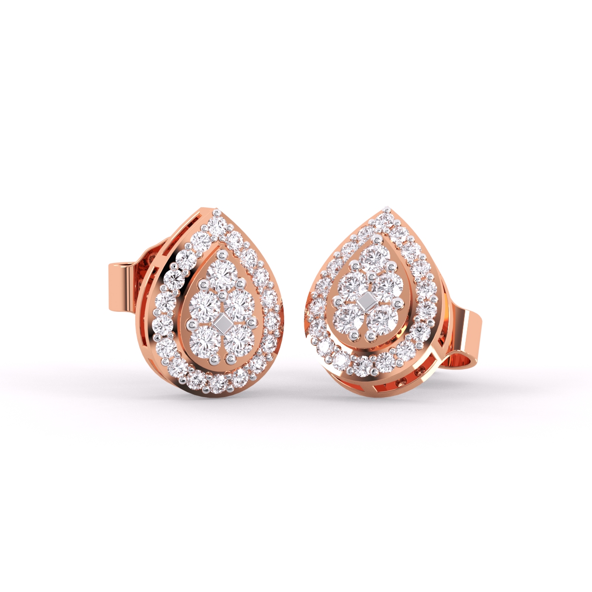 Pear Shape Diamond Halo Stud Earrings